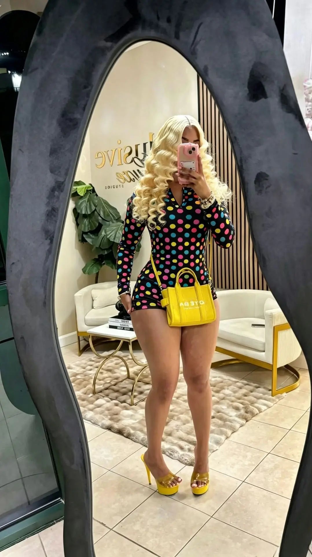 Cute Colorful Polka Dot Print Two-Piece Set for Women