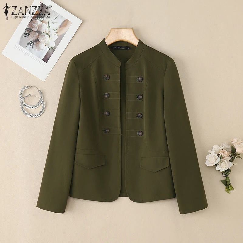 Lightweight Mandarin Collar Open Front Jacket for Women