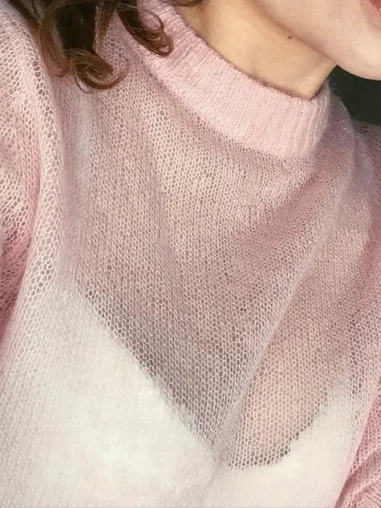 See Through Mesh Knit Sweater