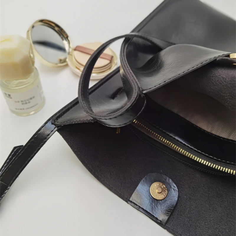 Genuine Shiny Leather Large Capacity Tote Bag for Women