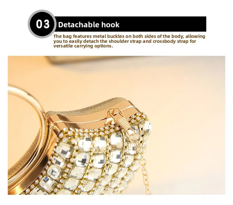 New Evening Women's Bag Luxury Brand Diamond-encrusted Sparkling Dinner Party Handbag Diamond-encrusted Women's Shoulder Bag