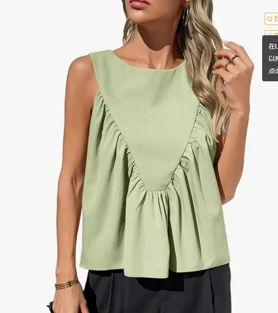 Versatile Casual Sleeveless Spliced Shirt for Women