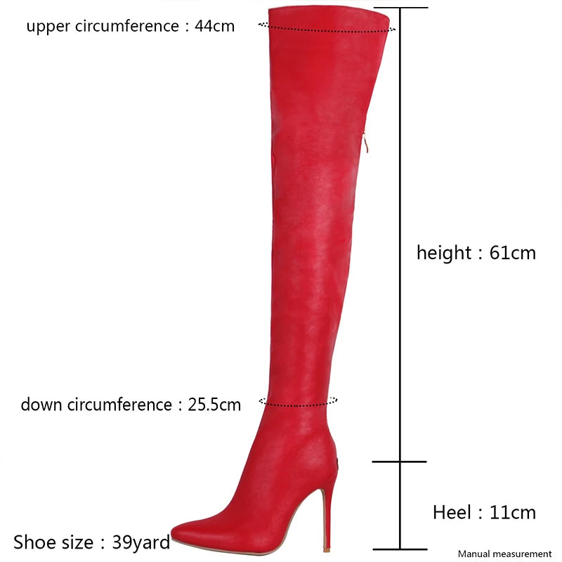 Patent Leather Thigh High Pointed Toe Boots for Women