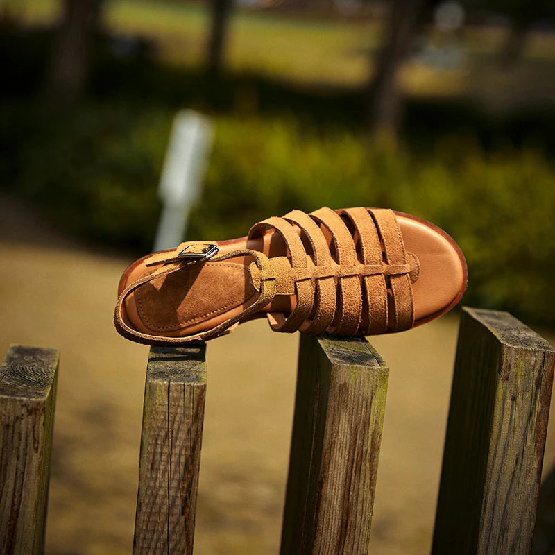 Summer Leather Handmade Gladiator Buckle Sandals for Women