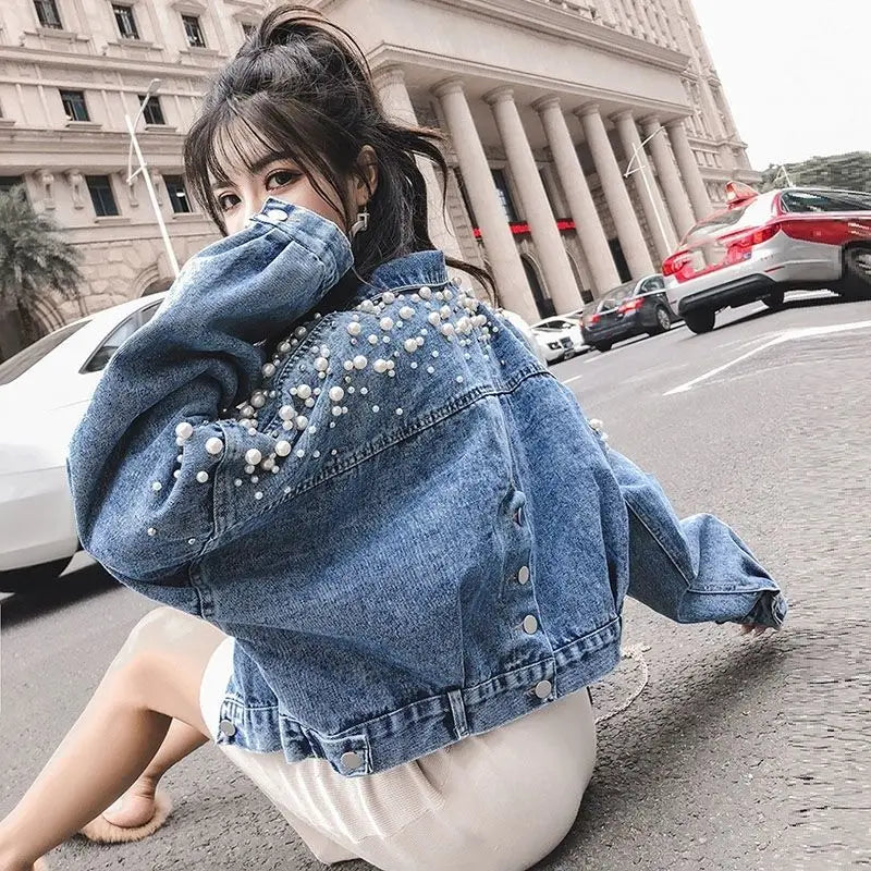 Designer Trend Woman Coat Special Winter Denim Jacket Sequin Fringe Crop Jean Jackets for Women 2025 Spring Autumn Coats Novelty