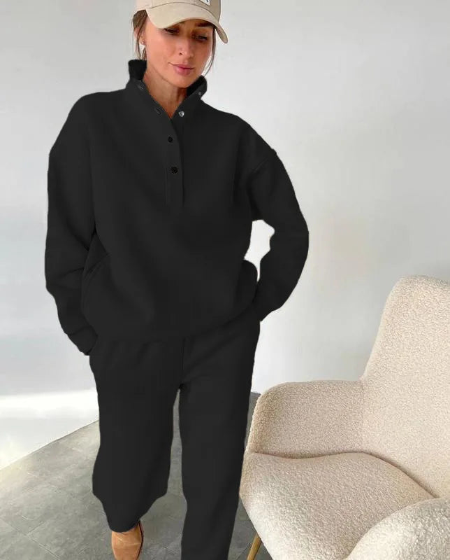 Oversized Warm Casual Hoodie and Long Pants Set for Women
