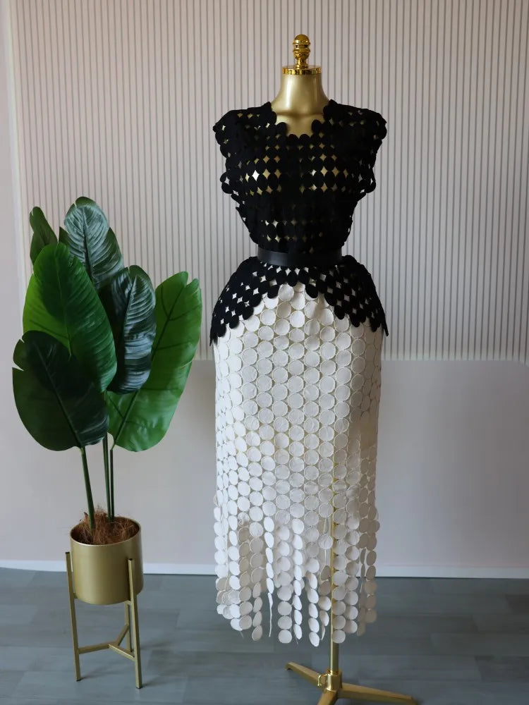 Stylish Cutout Crop Top And Maxi Skirt Two Piece Set for Women