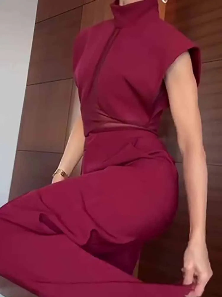 Elegant Turtleneck Wide Leg Pant Suit Set for Women