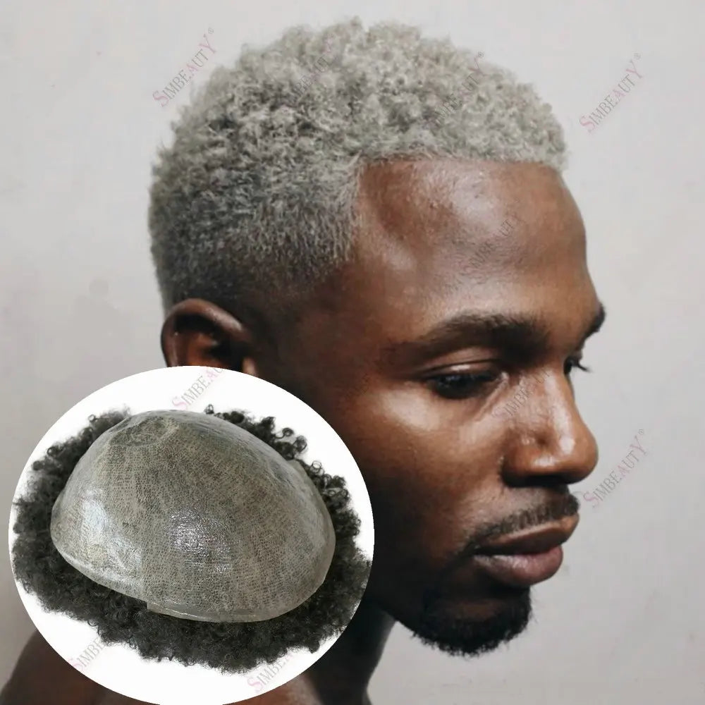 Afro Curly Human Hair Toupee Replacement for Women