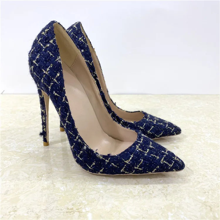 Woven Pointed Toe Stiletto High Heel Pumps for Women
