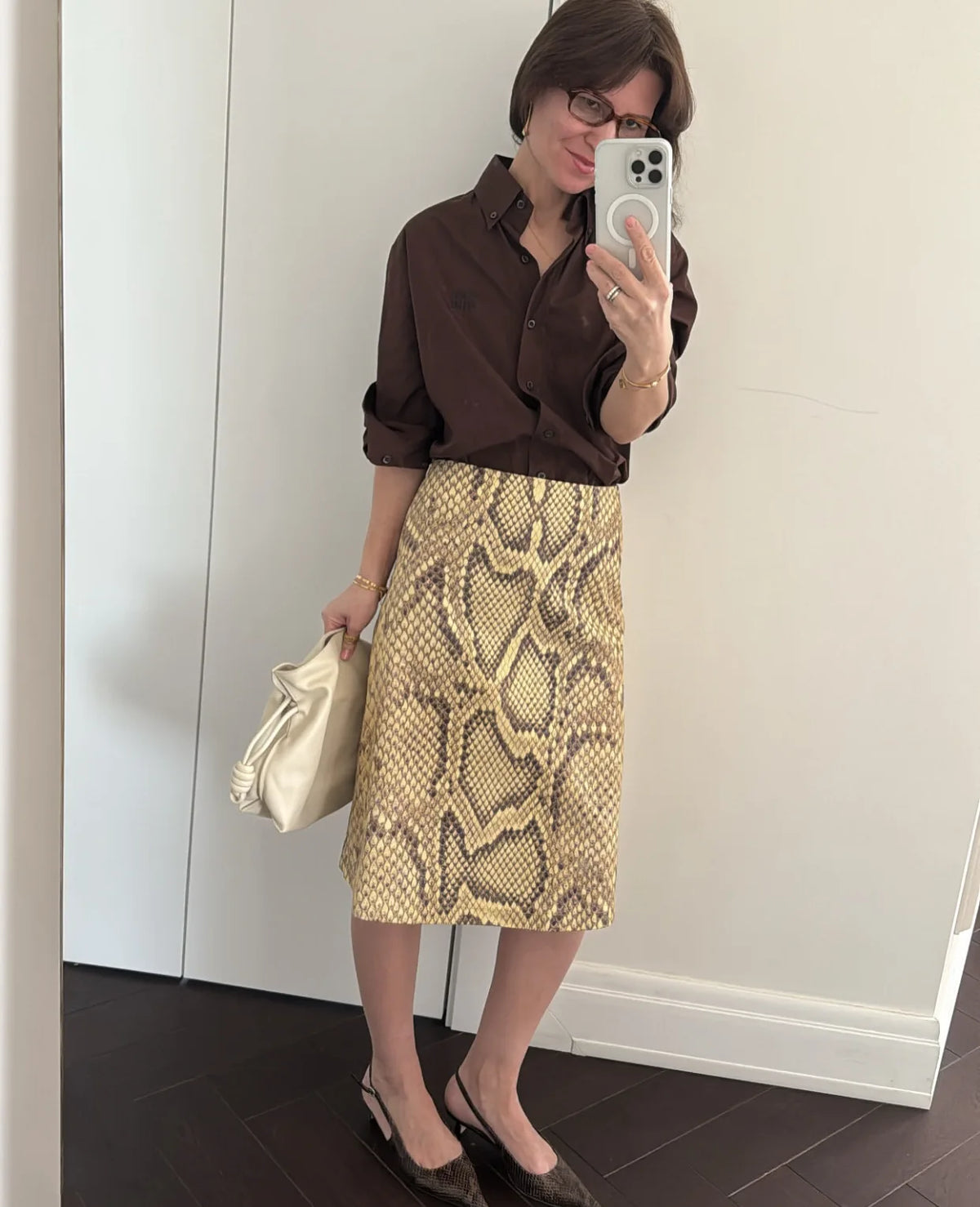 Snake Print High Waist Slim Fit Midi Skirt for Women