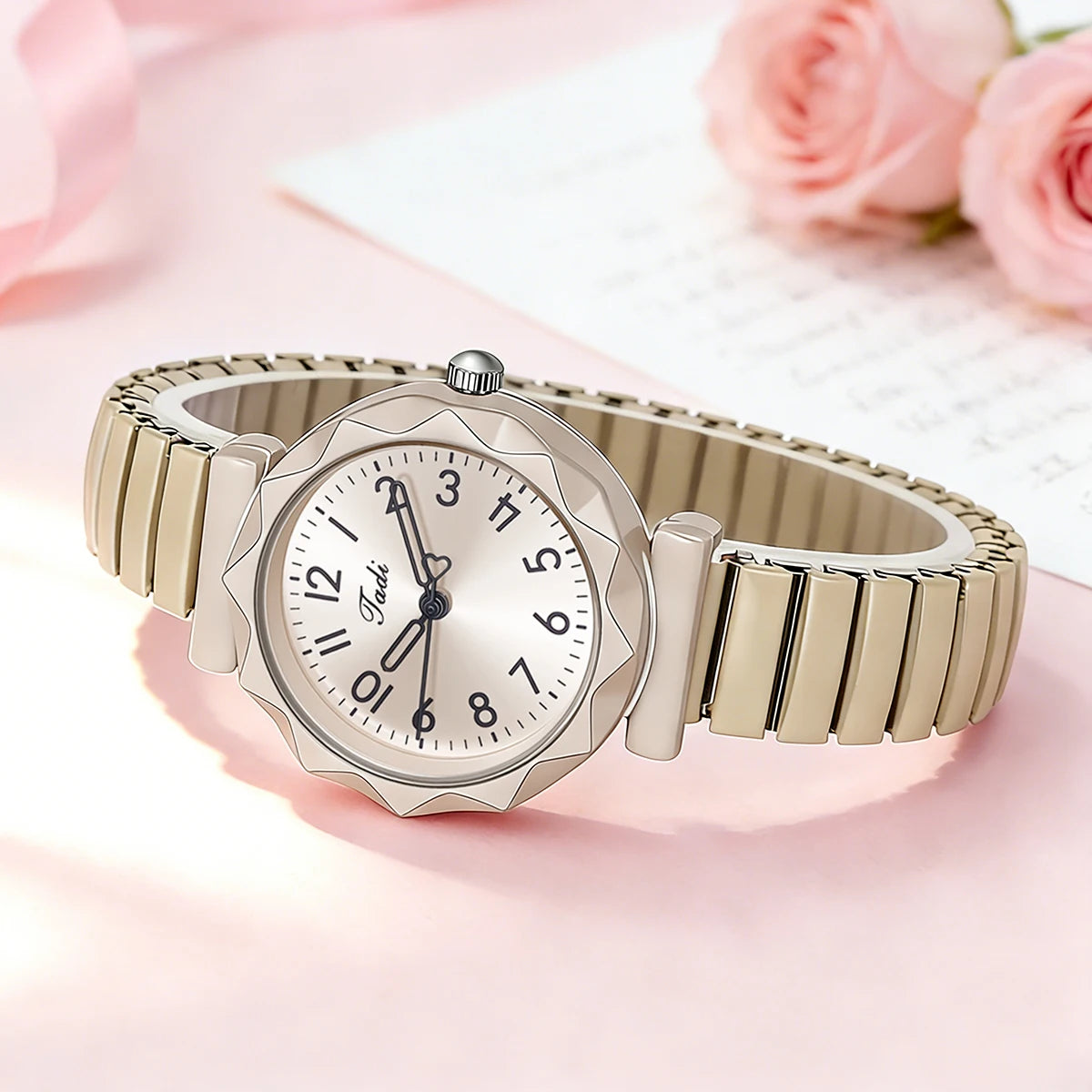 Round Dial Elastic Band Quartz Watch
