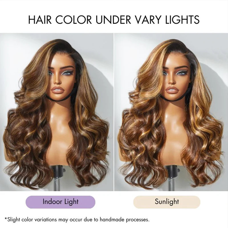 Ombre Brown Honey Blonde Body Wave Wig