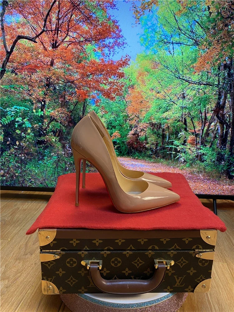 Pointed Patent Leather Slim High Heel Pumps for Women