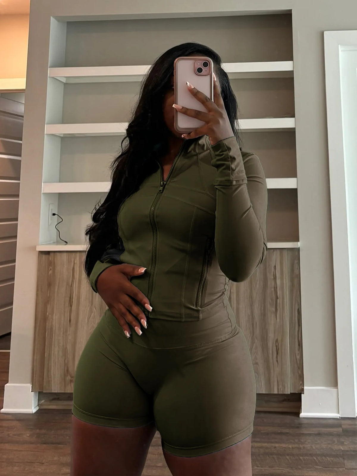 Slim Fit Sporty Two Piece Shorts Matching Set for Women