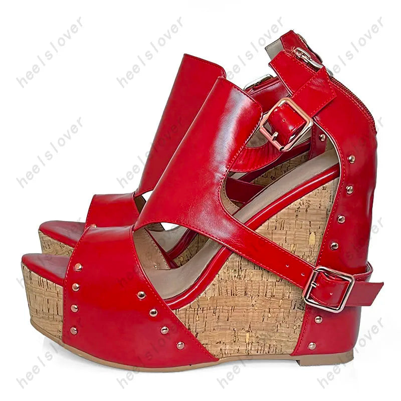 Super High Platform Open Toe Wedge Sandals For Women
