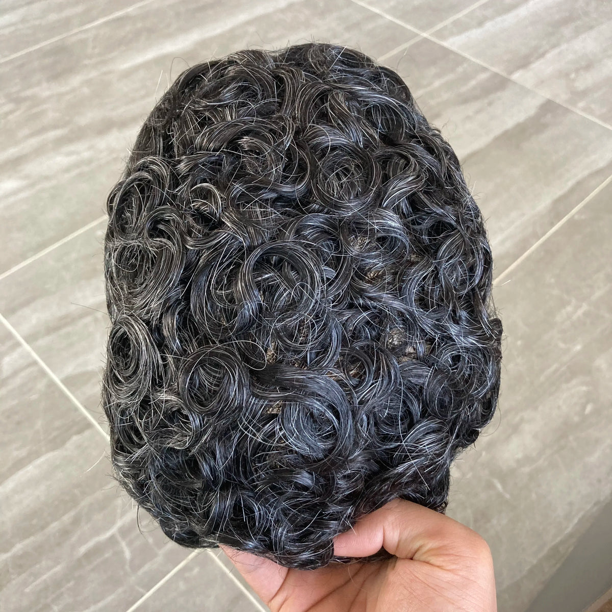Curly Blonde Human Hair Toupee With Natural Hairline for Women