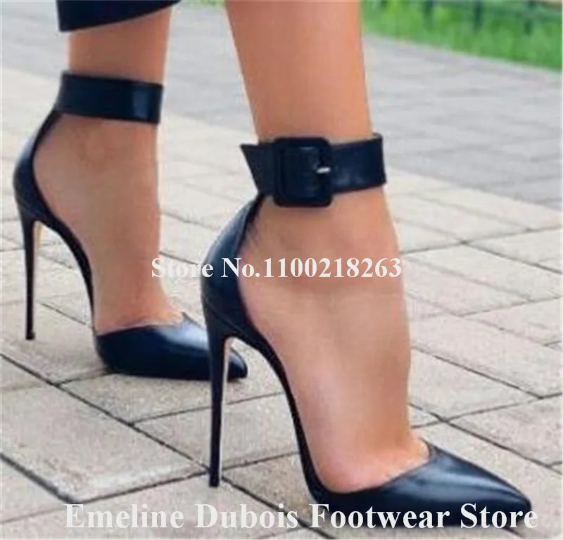 Elegant Pointed Toe Buckle Strap Stiletto Pumps for Women