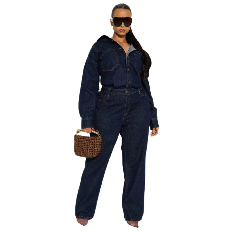 Washed Distressed Denim Jumpsuit