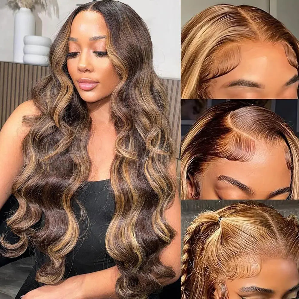 Honey Blonde Ombre Body Wave Lace Front Wig for Women
