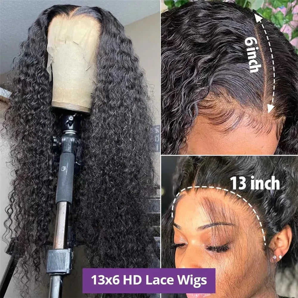 Deep Wave Glueless Human Hair Lace Front Wig for Women