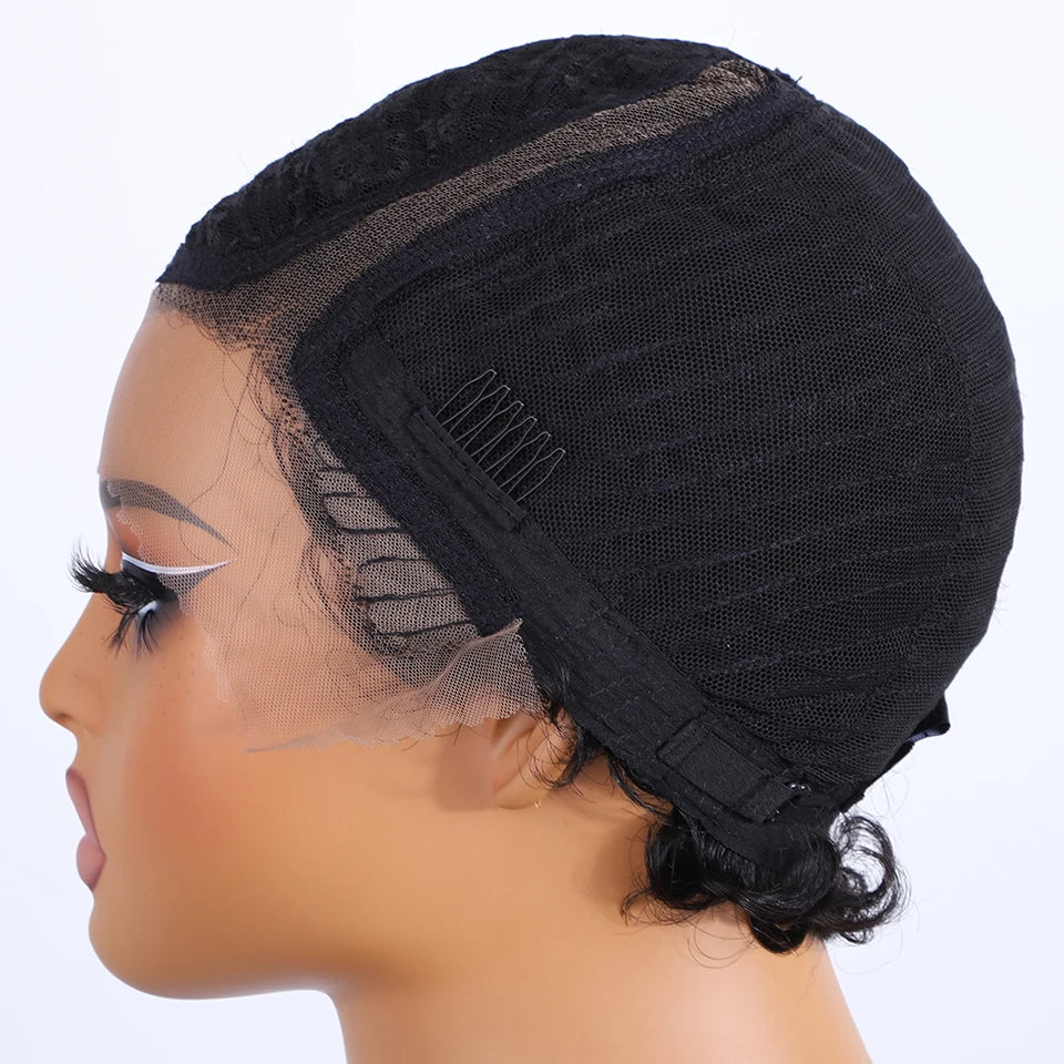 Curly Short Pixie Lace Front Wig Remy Human Hair Glueless for Women