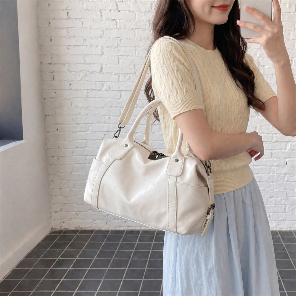 Practical Pure Color Vegan Leather Shoulder Crossbody Bags for Women