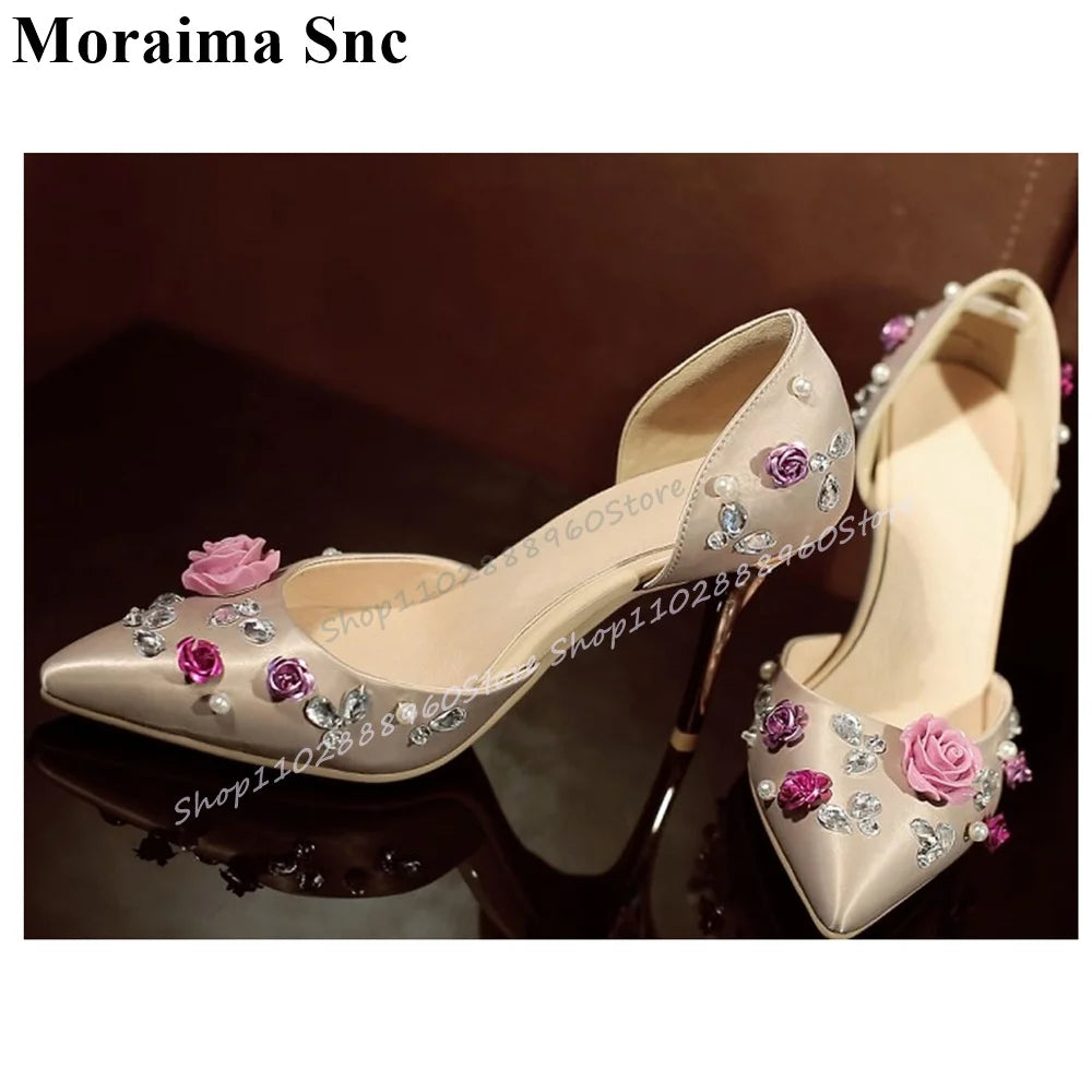 Crystal Slip On Pointed Heels