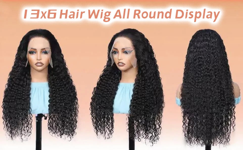 Natural Deep Wave Lace Frontal Human Hair Wig For Women