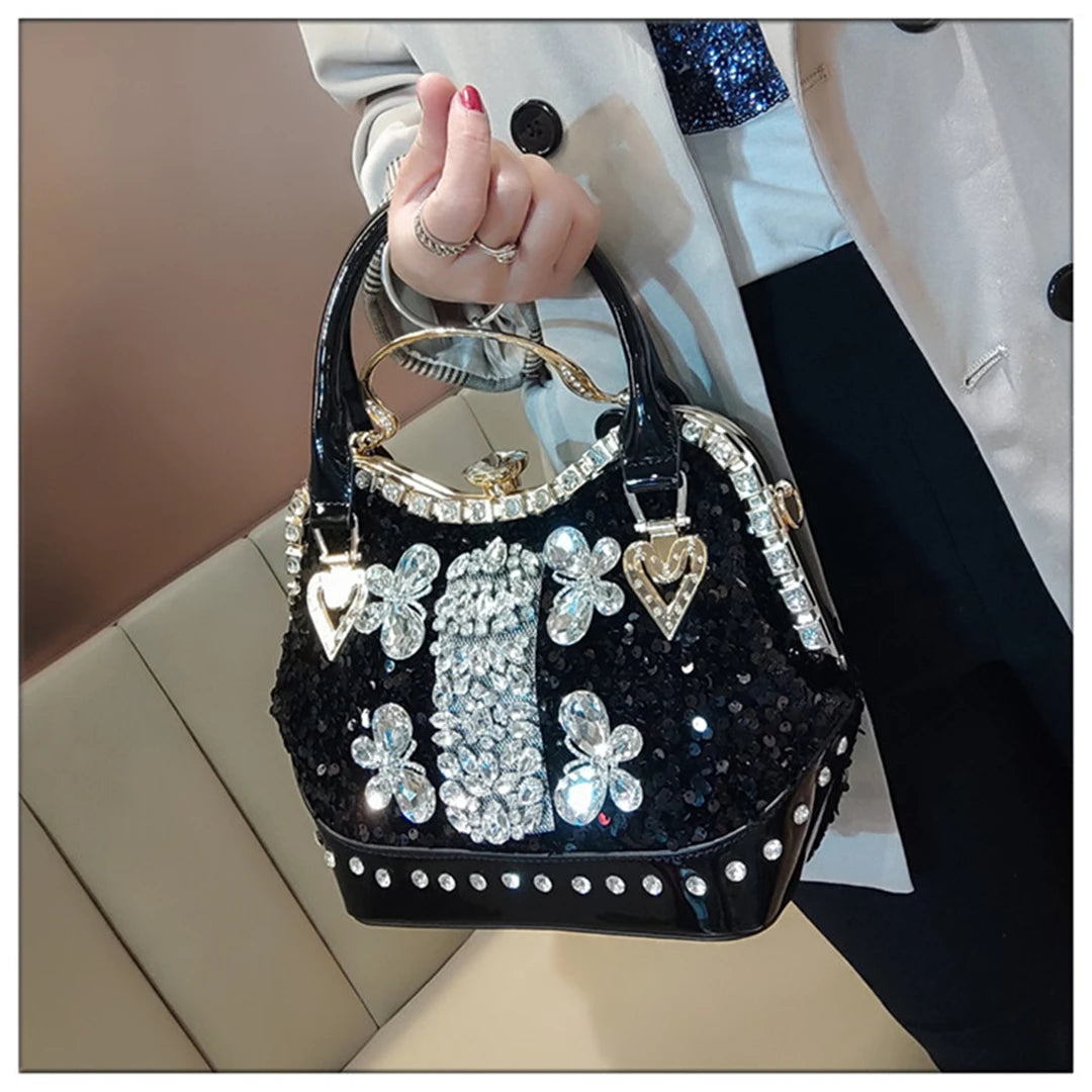 Crystal Sequin One Shoulder Crossbody Handbag for Women