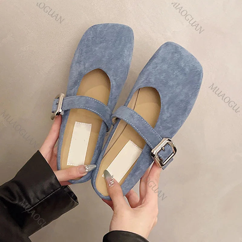 Square Toe Slip On Comfortable Flat Slides For Women