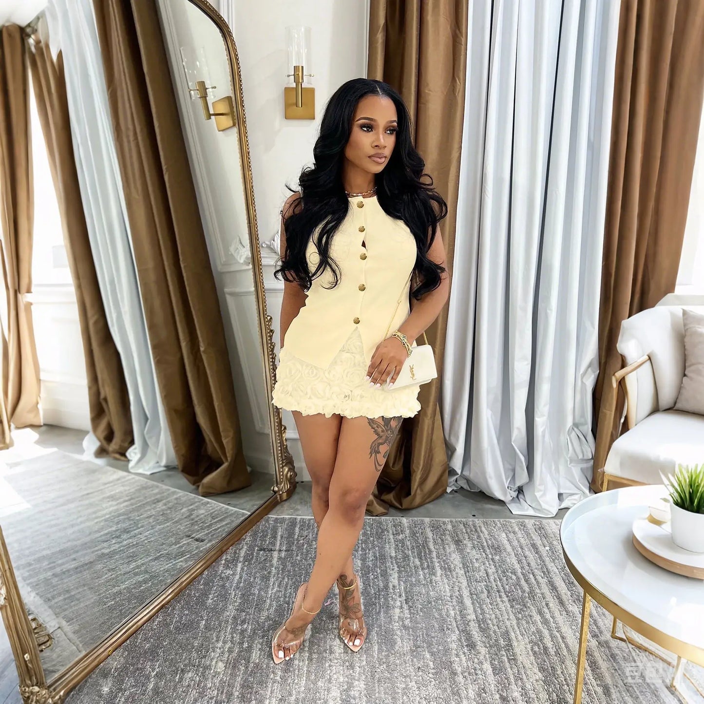 Elegant and Flattering Sleeveless O Neck Two Piece Set for Women