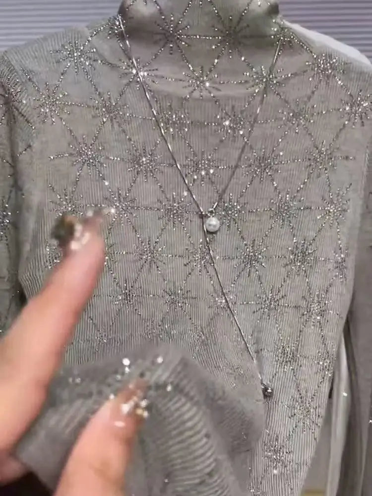 Sequined Turtleneck Sweater