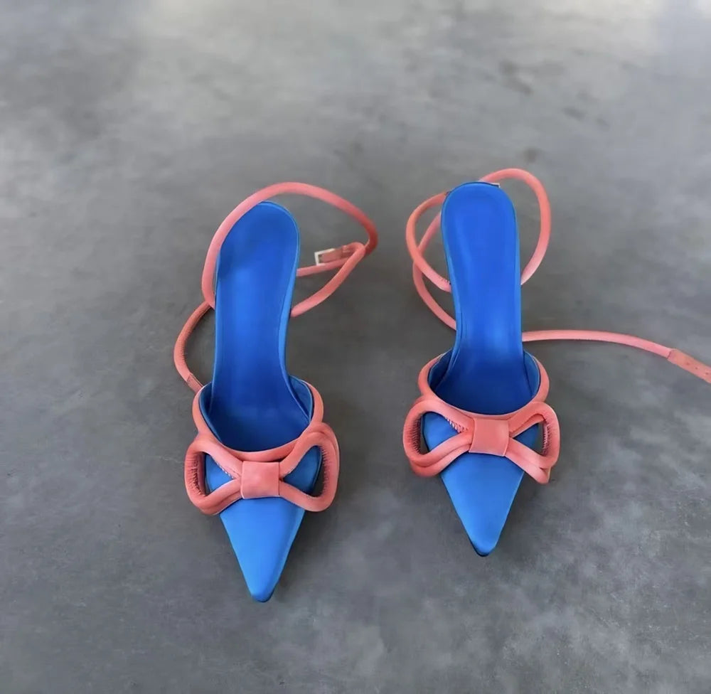 Satin Bow Slingback Stiletto Heels
