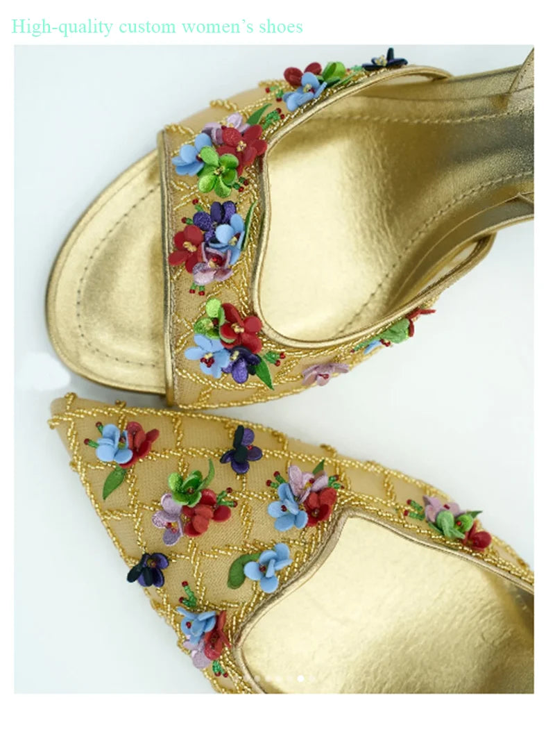 Floral Rhinestone Embellished Wedding Shoes for Women