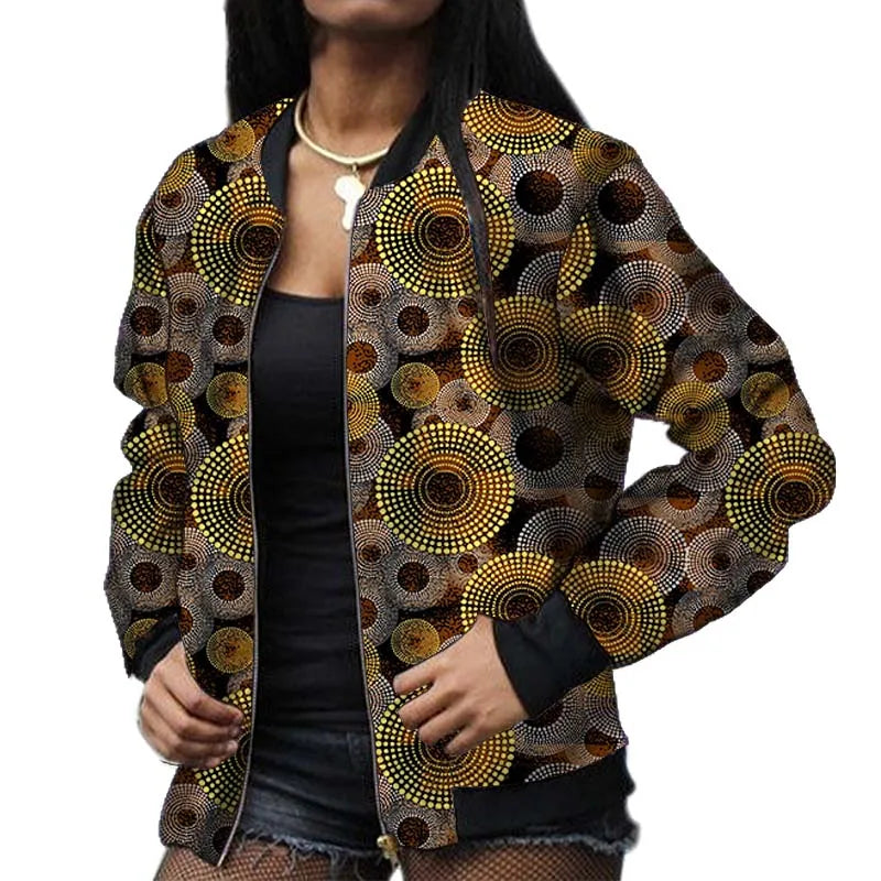 Stylish Elastic Waist African Print Jacket for Women