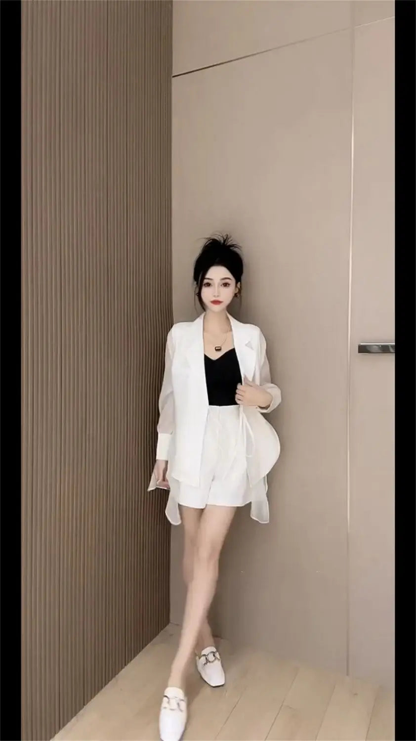 Summer 2 Piece Outfits 2025 Formal Kit Office Blazer Suits Set of Two Fashion Pieces for Women Shorts Cheap Womens Matching Sets