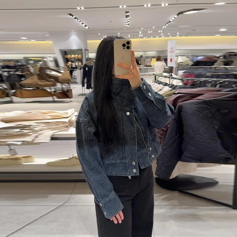 Oversized Street Style Denim Jacket with Pockets for Women