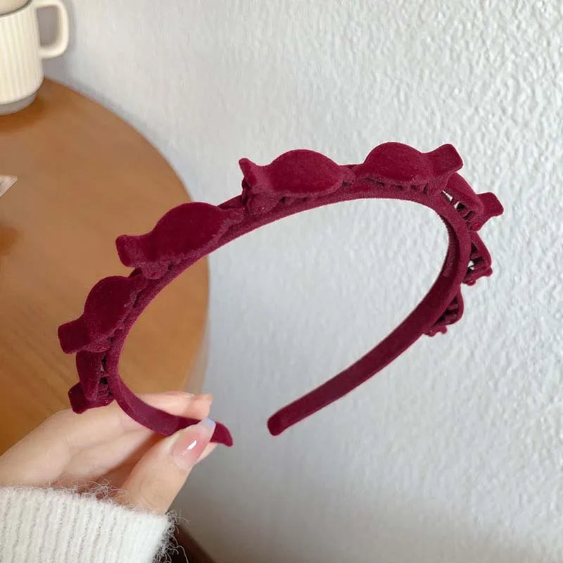 Vintage Red Velvet Padded Headband