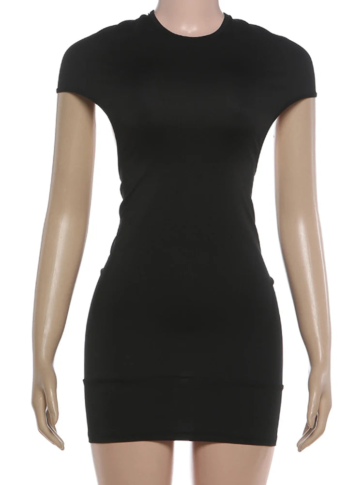 Elegant Ruched Backless Patchwork Mini Dress for Women