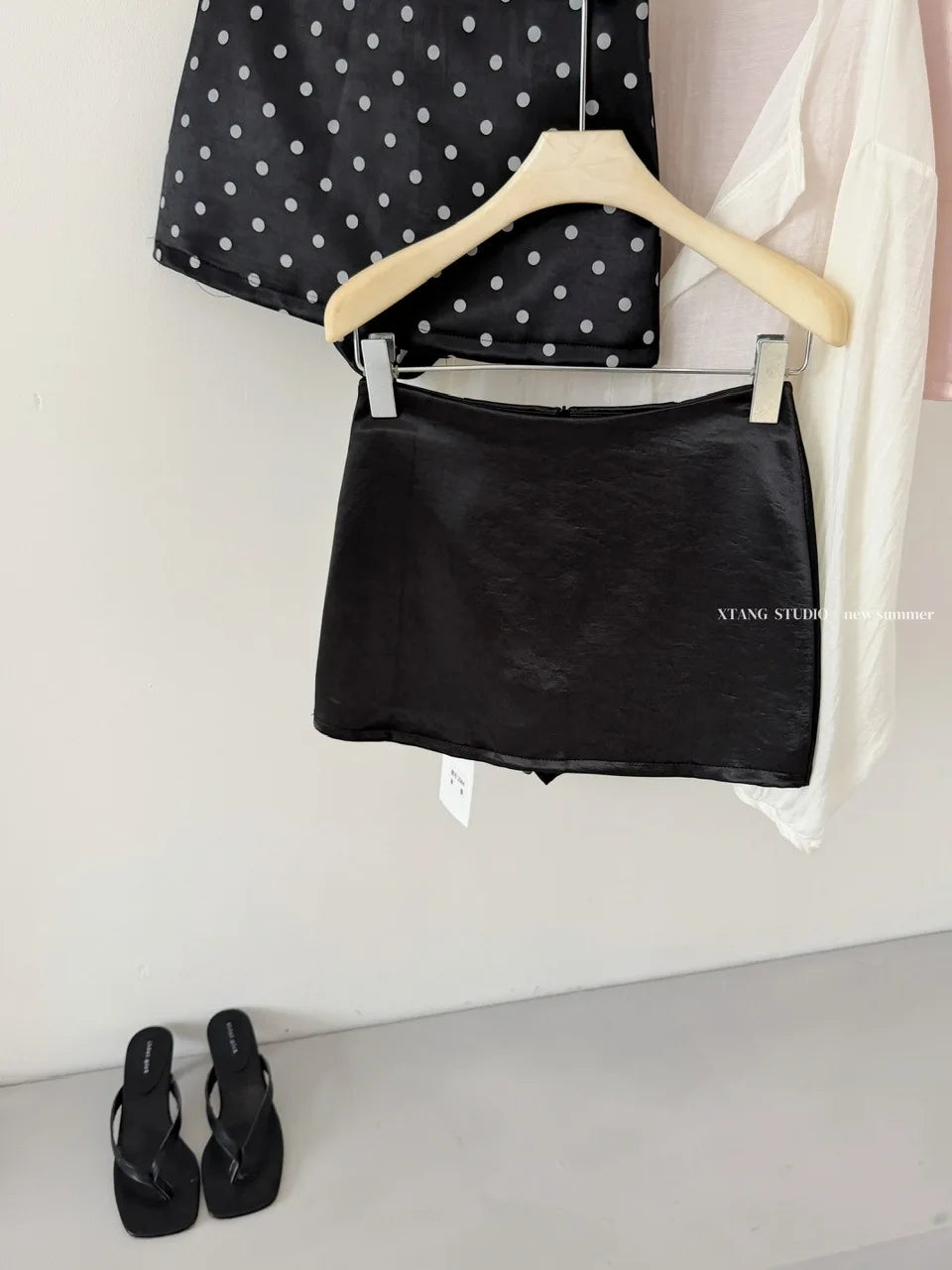 Vintage Polka Dot High Waisted Mini Skirt for Women