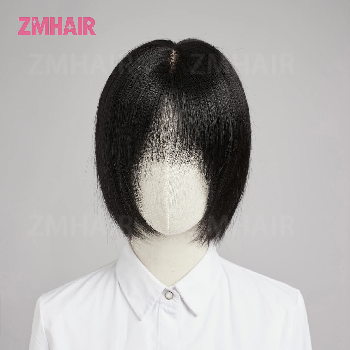 European Virgin Hair Silk Base Short Bob Wig with Air Bangs for Women