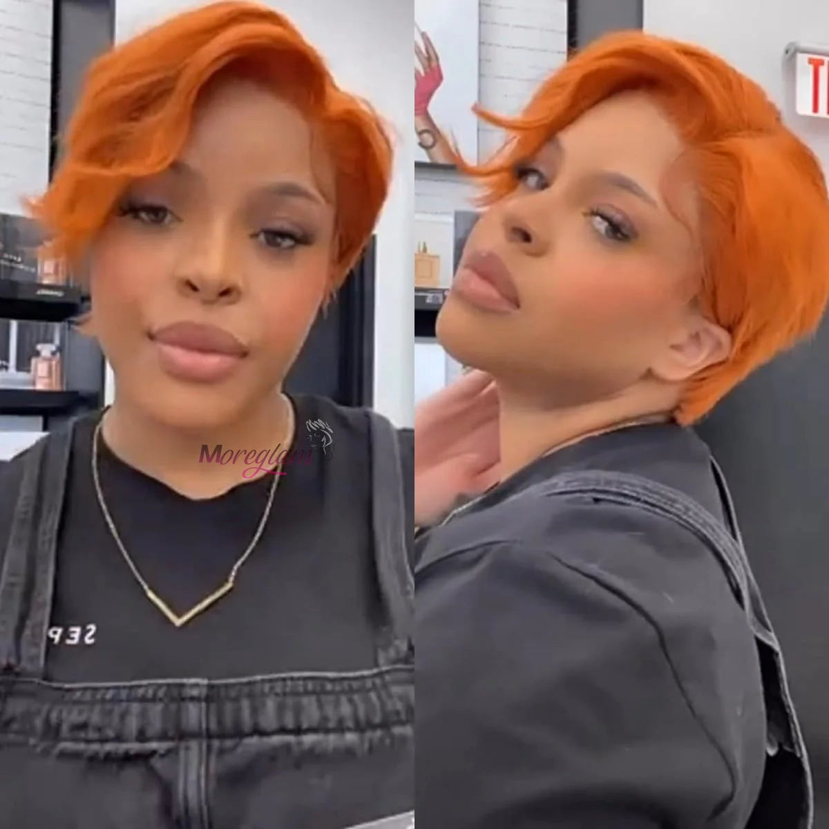 Ginger Orange Pixie Cut Human Hair Lace Wig for Women