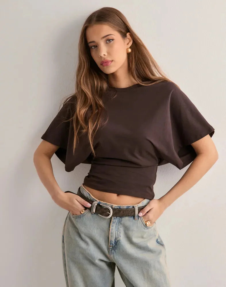 Solid Color Round Neck T Shirt