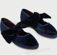 Velvet Bows Pumps Knots Solid Color Slip-On Round Toe Flat with Novelty Fashion Luxury Elegant Comfortable Sexy Women Shoes New