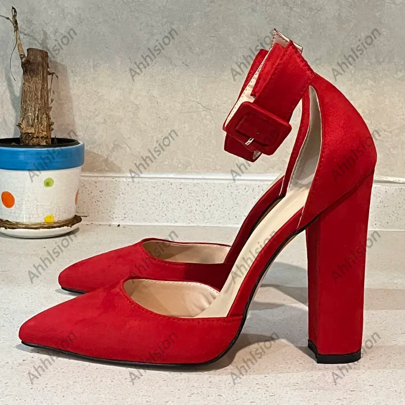 Elegant Faux Suede Pointed Toe High Heel Pumps For Women