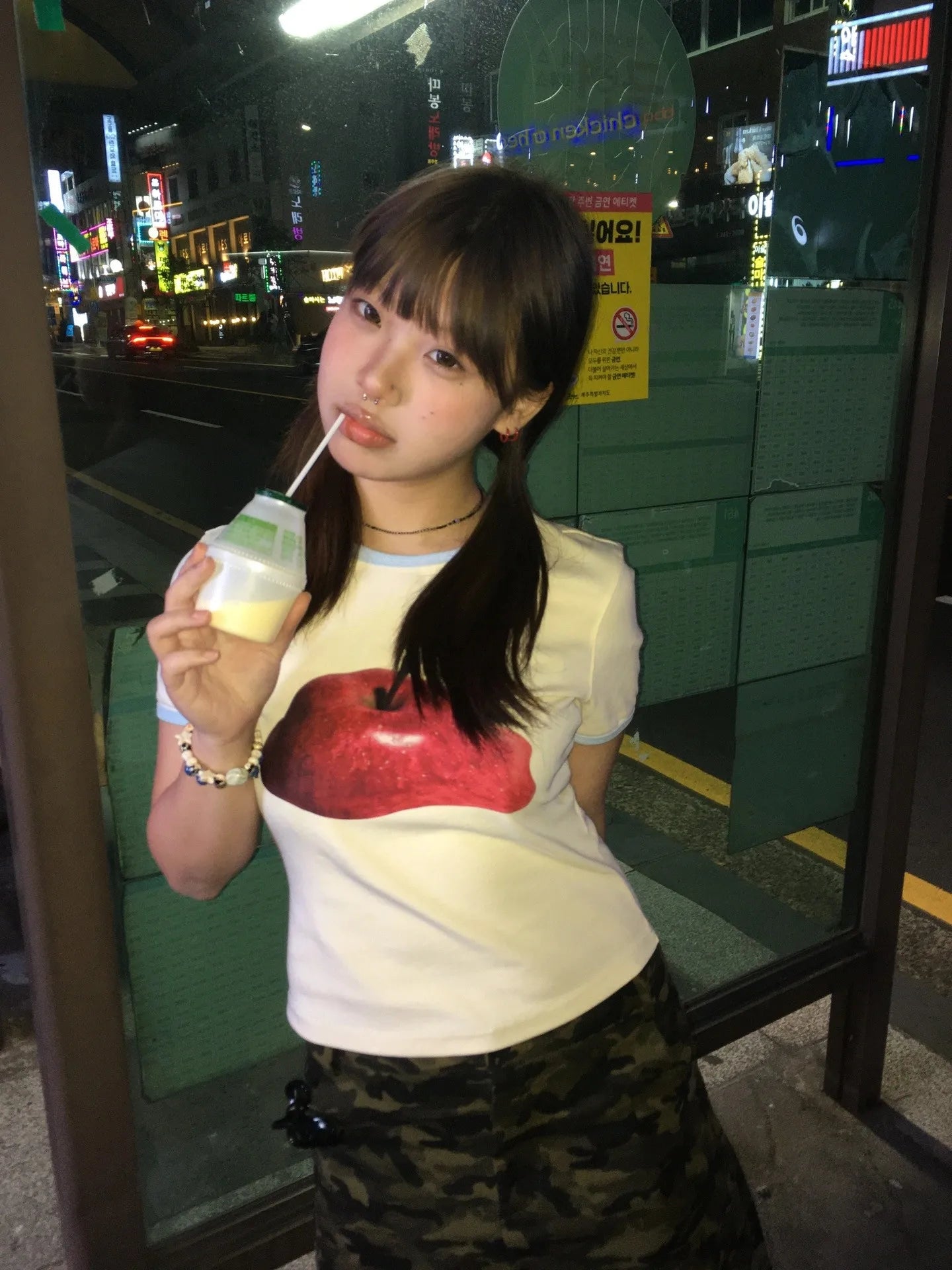 Karrram Japanese Y2k Apple Print T-shirt Vintage 2000s Style Crop Top Harajuku Aesthetics Short Sleeve Tee Shirt American Retro