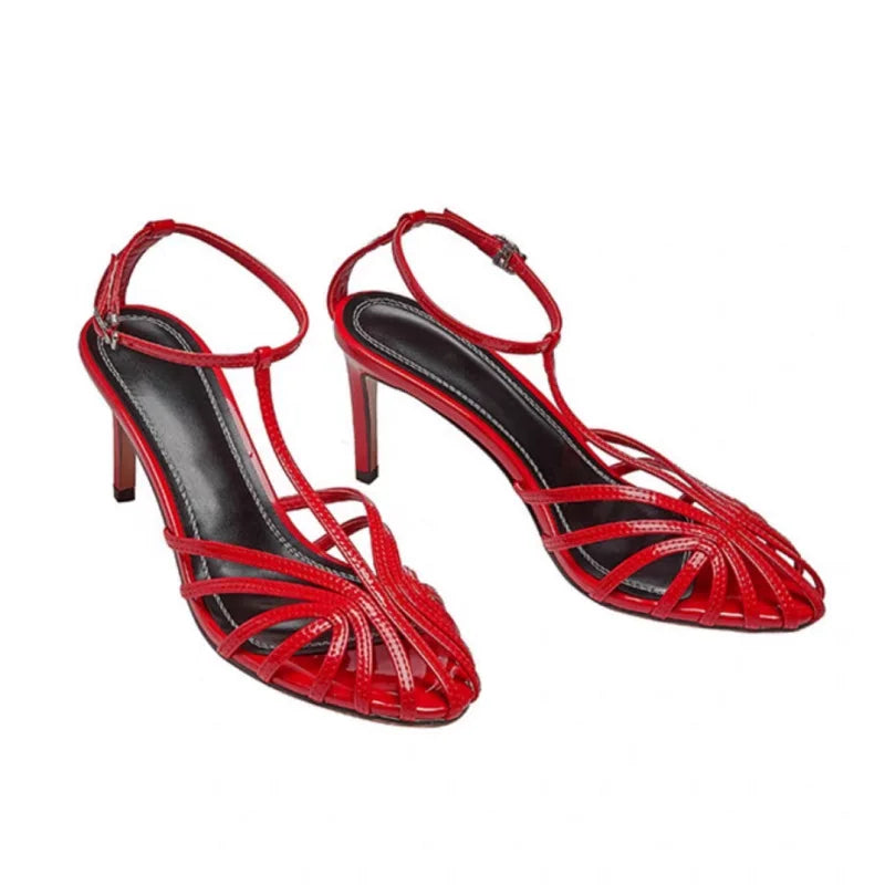 Elegant Narrow Band T-Strap High Heel Sandals for Women