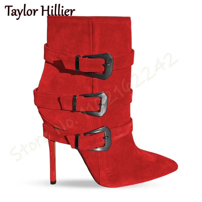 Suede Pointed Toe Stiletto Heel Ankle Boots for Women