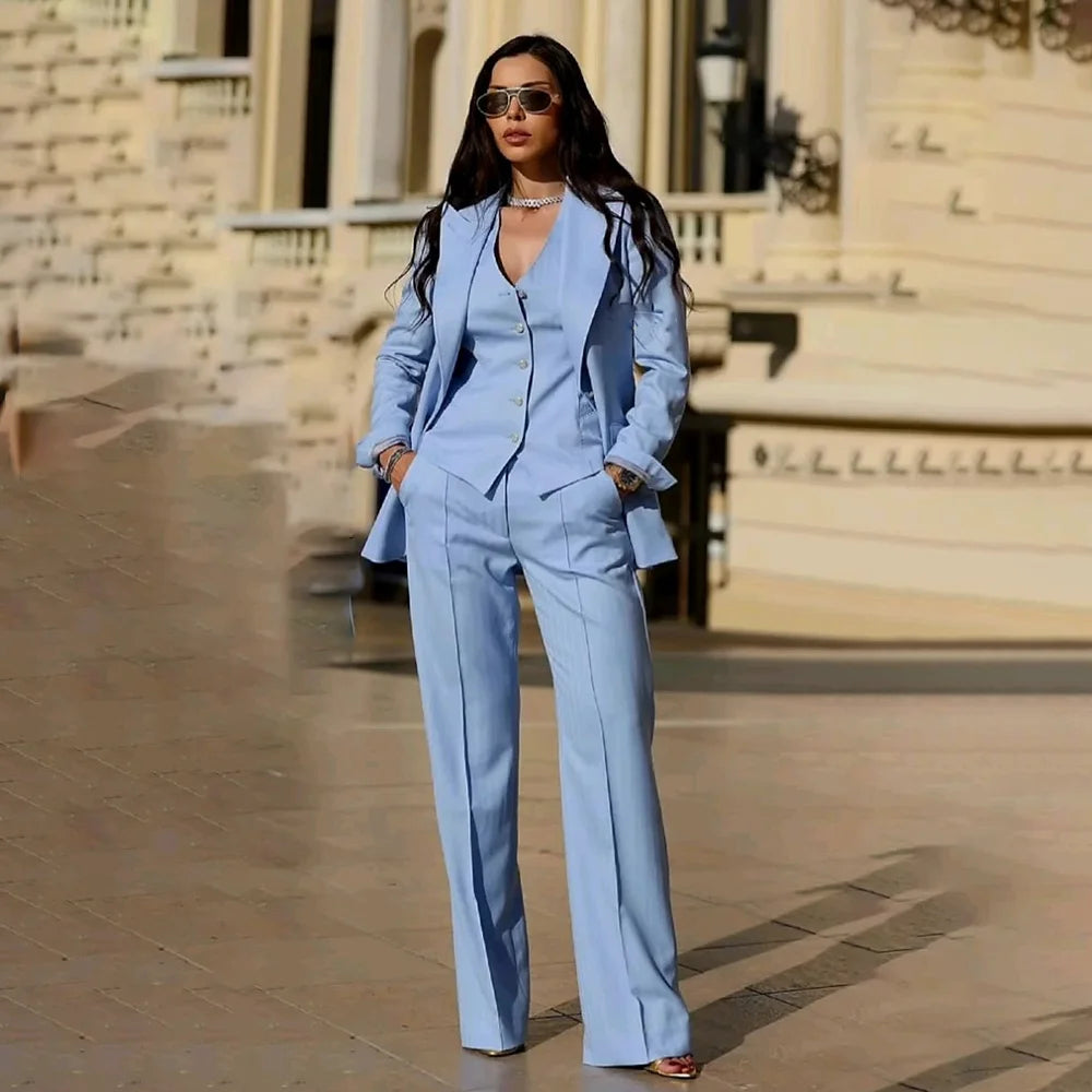 Sophisticated Slim Fit Three Piece Blazer Set For Women